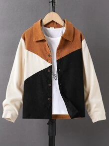 SHEIN Niños Cazadora de color combinado de pana sin camiseta - Multicolor - Ver 1