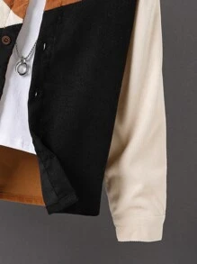 SHEIN Niños Cazadora de color combinado de pana sin camiseta - Multicolor - Ver 4