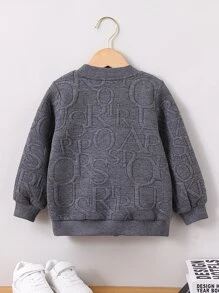 Toddler Boys Letter Pattern Bomber Jacket - Dark Grey - View 2