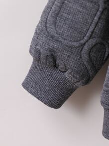 Toddler Boys Letter Pattern Bomber Jacket - Dark Grey - View 3