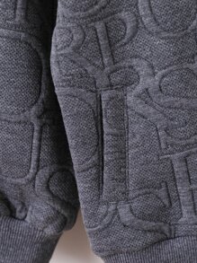 Toddler Boys Letter Pattern Bomber Jacket - Dark Grey - View 4