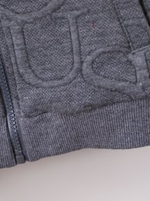 Toddler Boys Letter Pattern Bomber Jacket - Dark Grey - View 6