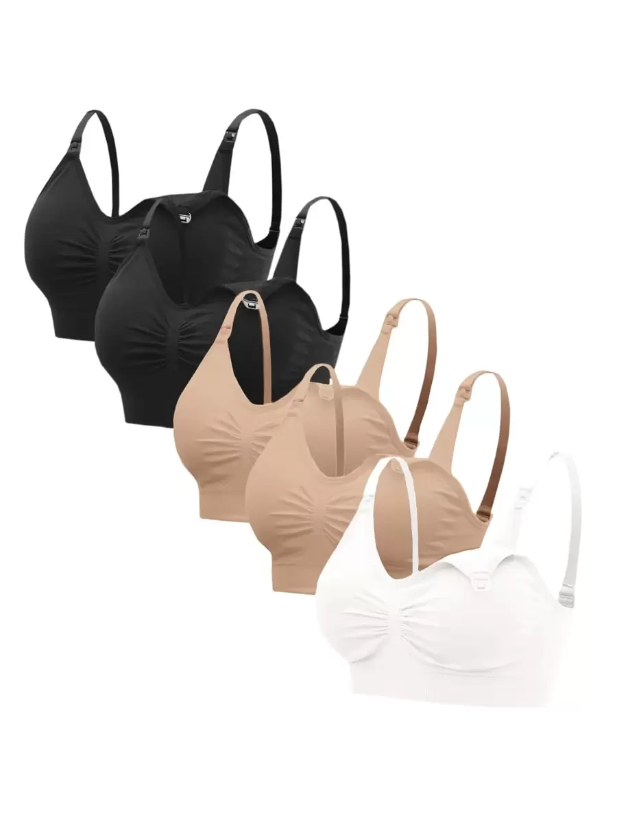 SHEIN Maternity 5pack Solid Ruched Amnings-BH för mamma - Multifärgad - Visa 1