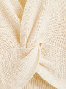 SHEIN Teen Girls Twist Front Drop Shoulder Jumper - Beige - View 3