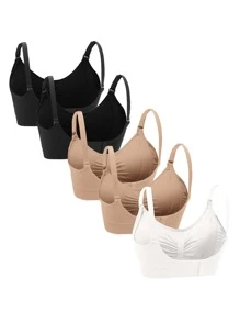 SHEIN Maternity 5pack Solid Ruched Amnings-BH för mamma - Multifärgad - Visa 2