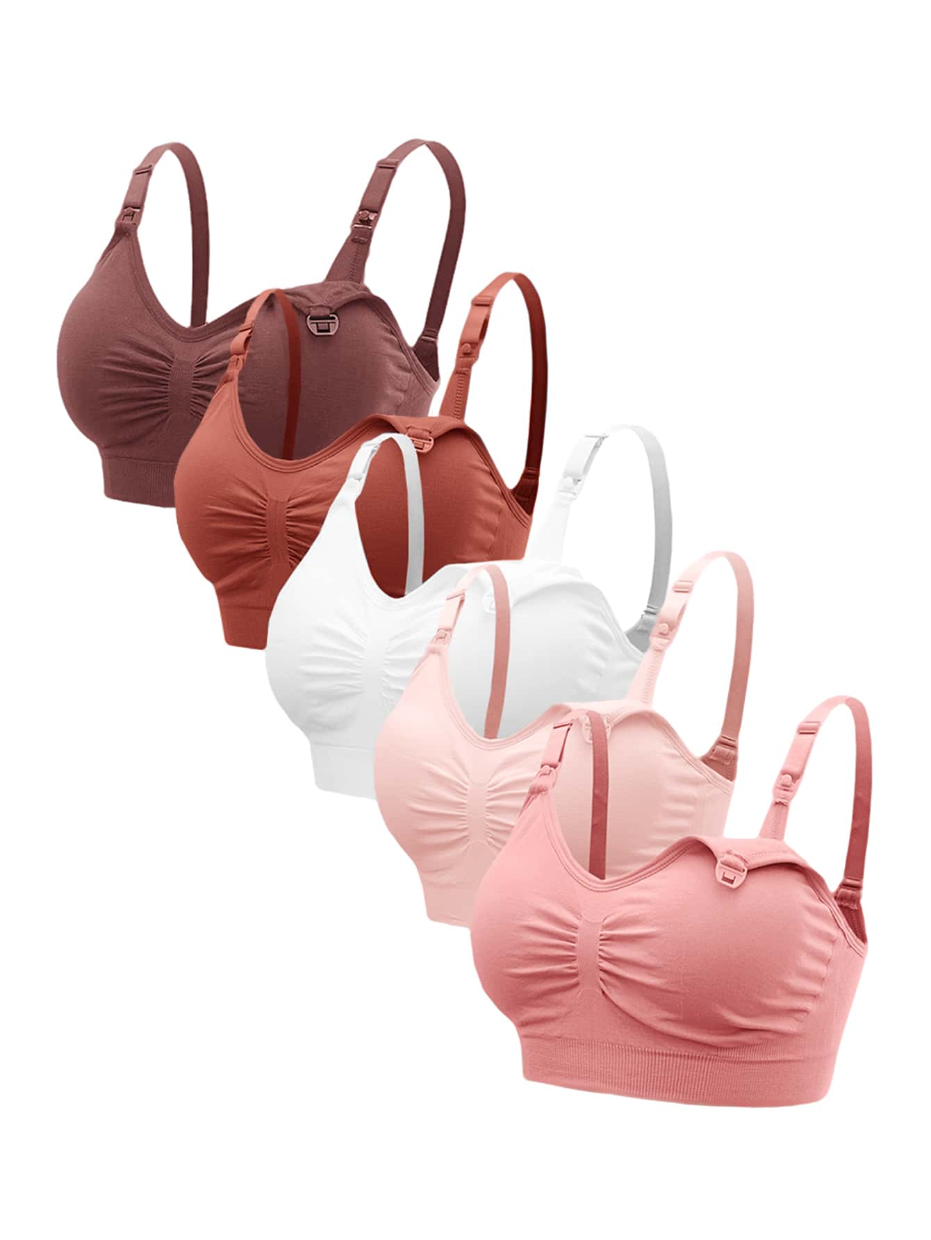 BloomMama Maternity 5pack Solid Ruched Nursing Bra For Mother - Multicolor - View 1