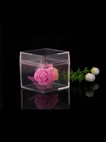 1pc Highly Transparent PS Plastic Square Storage Box, Jewelry Gift Packaging Box, Holiday Candy Packaging