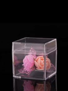 1pc Highly Transparent PS Plastic Square Storage Box, Jewelry Gift Packaging Box, Holiday Candy Packaging