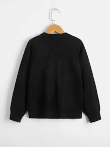 SHEIN Boys Halloween Pumpkin Pattern Jumper - Black - View 2