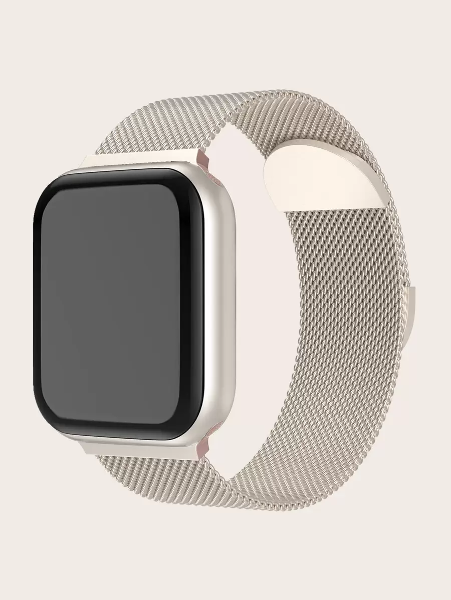 1pc Women's Milanese Loop Band Compatible With 38/40/41/42/44/45/49mm Ultra/SE/8/7/6/5/4/3/2/1 - Beige - View 1