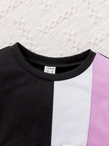 Toddler Girls Colour Block Tee Dress Without Belt - Multicolor - View 5