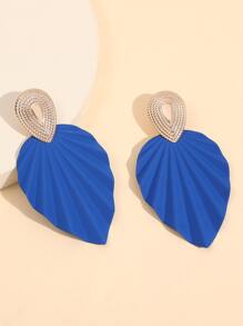 Leaf Drop Earrings - Royal Blue - View 2