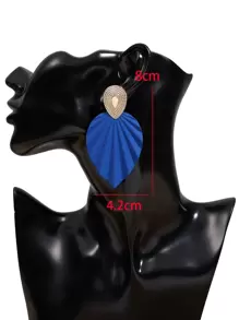 Leaf Drop Earrings - Royal Blue - View 3