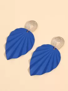 Leaf Drop Earrings - Royal Blue - View 4
