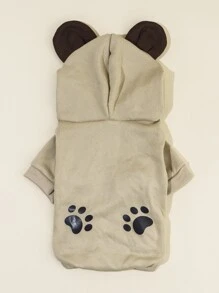 PETSIN 卡通小熊印花寵物連帽衫 - 棕色 - 查看 6