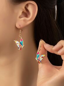 蝴蝶裝飾耳墜 - 彩色 - 查看 1