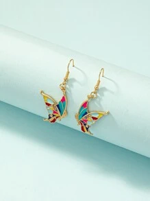 蝴蝶裝飾耳墜 - 彩色 - 查看 2
