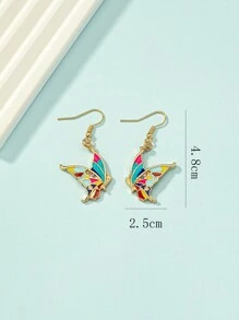 蝴蝶裝飾耳墜 - 彩色 - 查看 3