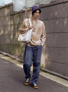 Manfinity RebelGame Loose Fit Men's Paisley Printed Drop Shoulder Pullover - Multicolor - View 5