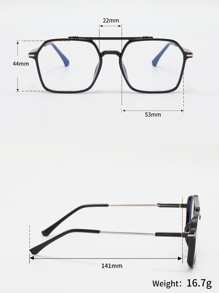 Gafas transparentes con montura geométrica de barra superior para hombres - Negro - Ver 3