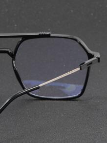 Gafas transparentes con montura geométrica de barra superior para hombres - Negro - Ver 4