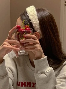 DAZY 毛茸茸寬髮箍 - 米色 - 查看 1