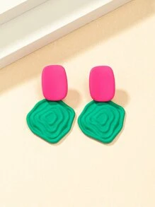 Geometric Drop Earrings - Multicolor - View 2