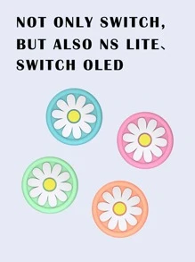 4pcs Sunflower Pattern Silicone Grip Covers For Nintendo Switch Game Controllers - Multicolor - View 4