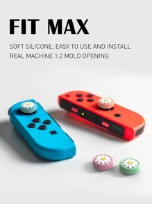 4pcs Sunflower Pattern Silicone Grip Covers For Nintendo Switch Game Controllers - Multicolor - View 5