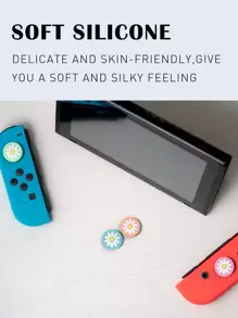 4pcs Sunflower Pattern Silicone Grip Covers For Nintendo Switch Game Controllers - Multicolor - View 6