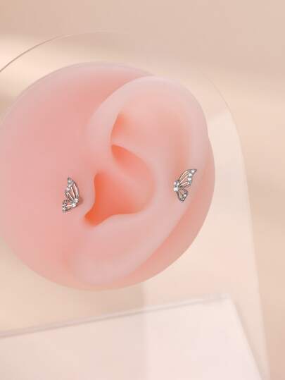 方晶鋯石蝴蝶耳釘