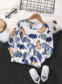 Toddler Boys Cartoon Dinosaur Print Tee - White - View 1