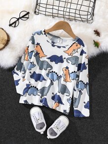 Toddler Boys Cartoon Dinosaur Print Tee - White - View 3