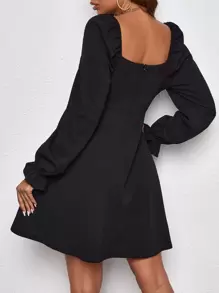 SHEIN 孕婦雞心領口荷葉袖洋裝不附腰帶