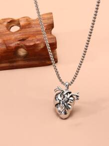 1pc Punk Style Heart Decor Women's Necklace - Silver - View 1