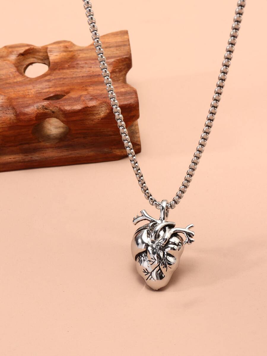 1pc Punk Style Heart Decor Women's Necklace - Silver - View 1
