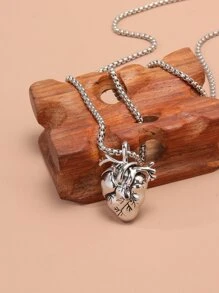 1pc Punk Style Heart Decor Women's Necklace - Silver - View 2