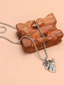1pc Punk Style Heart Decor Women's Necklace - Silver - View 3