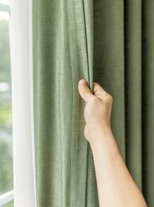 1pc Olive Green Blackout Curtain - Olive Green - View 4