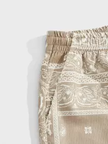 Manfinity VCAY Loose Fit Men's Paisley Print Drawstring Waist Shorts Baggy Pattern Graphic Colorful Khaki Vacation Casual - Khaki - View 3