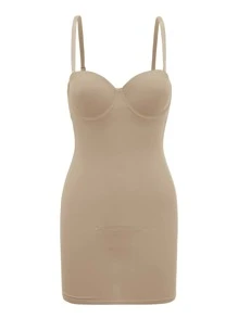 Solid Underwire Shapewear Slips - Khaki - View 7