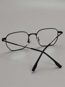 男士几何框架眼镜透明眼镜配件 - 黑色 - 查看 4