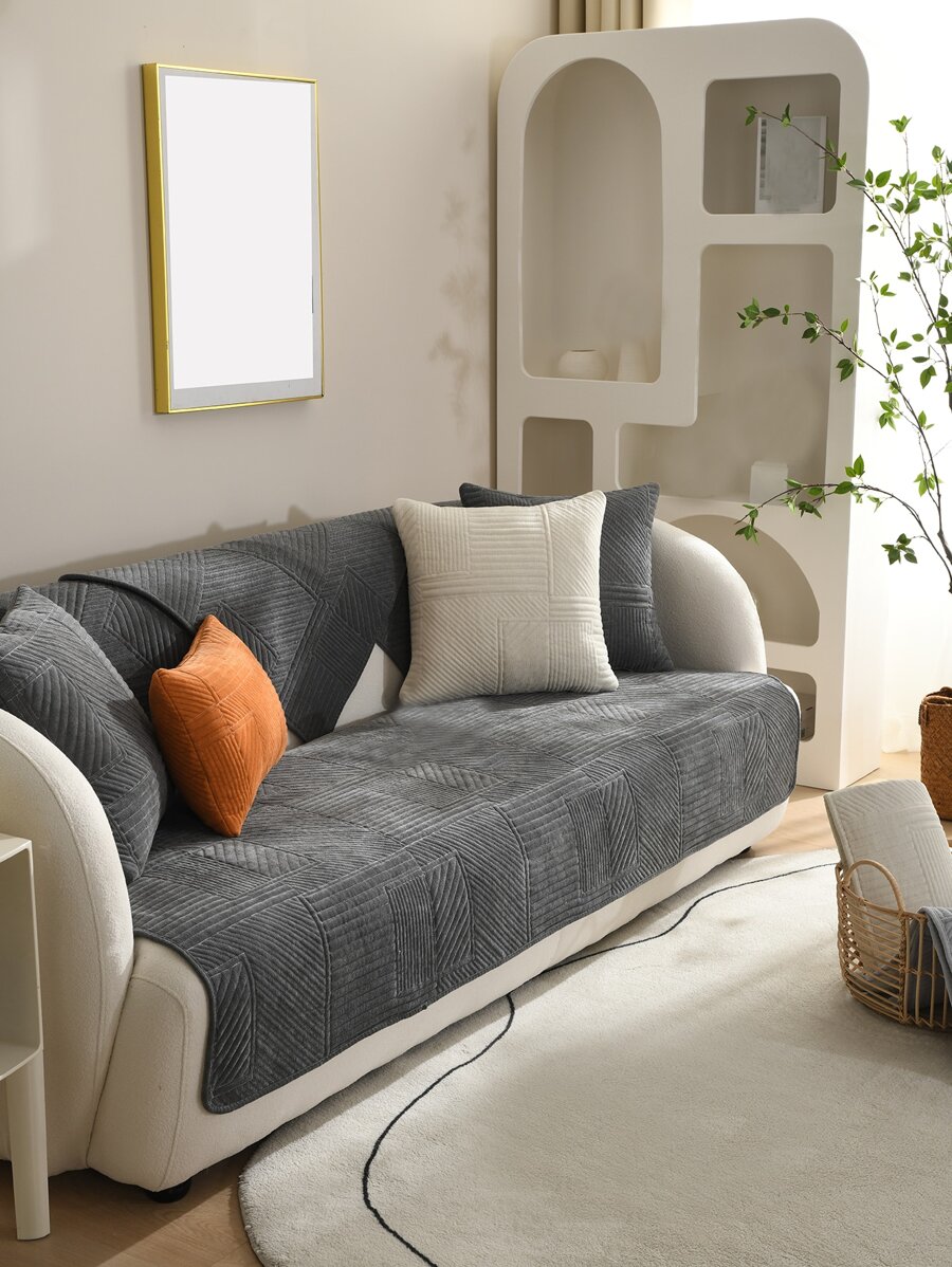1 cái khăn sofa chắc chắn chống trượt - Màu xám đen - Xem 1