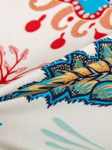 Flower Print Stretchy Chair Slipcover - Multicolor - View 3