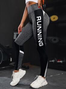 Quần Leggings Thể thao Nữ Khối Màu Lá thư - Nhiều màu - Xem 1
