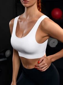 Easithlete Ribbed Knit Sports Bra - White - View 1