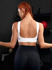 Easithlete Ribbed Knit Sports Bra - White - View 2