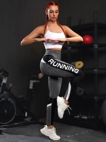 Quần Leggings Thể thao Nữ Khối Màu Lá thư - Nhiều màu - Xem 4