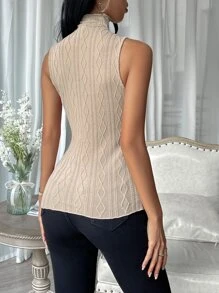 SHEIN Essnce Solid High Neck Tank Top - Apricot - View 2