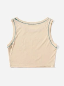 Stevenrhodes Stitching Trim Figure Graphic Tank Top - Apricot - View 2